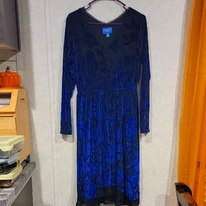 Blue and Black Long Sleeve Dress